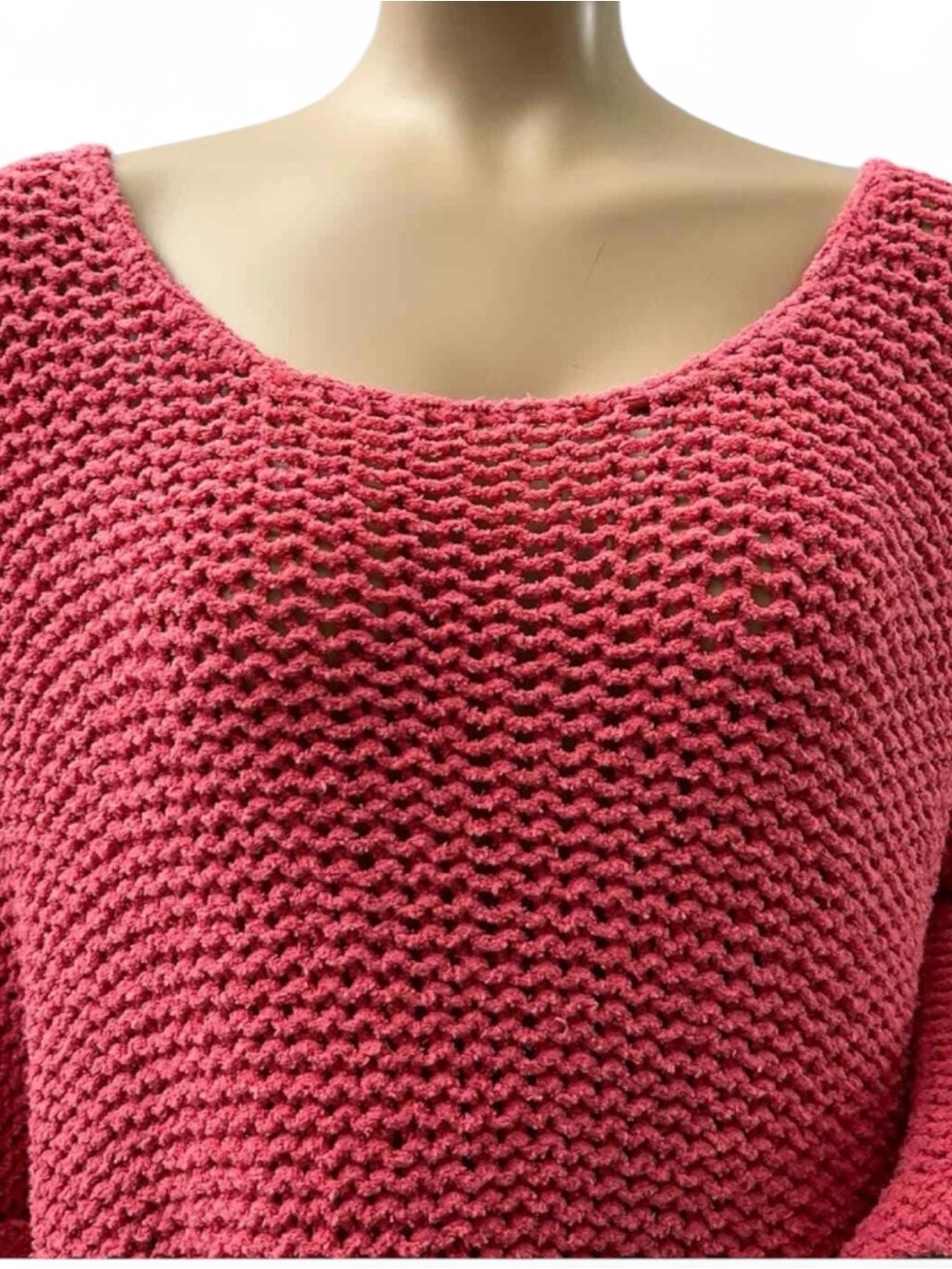 Free People Halo Off-the-Shoulder Coral Chunky Knit Sweater -  Size SM